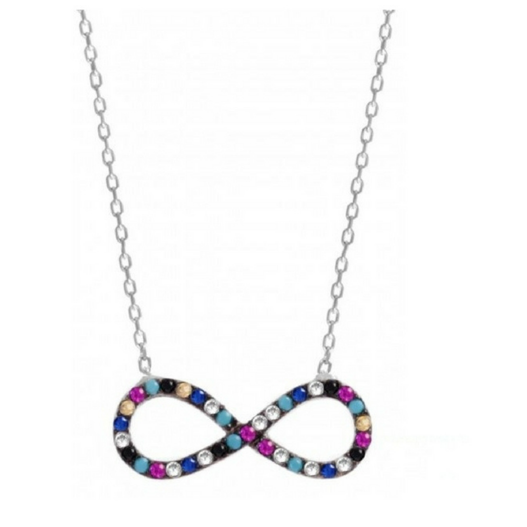 Collar infinito con circonitas y turquesas