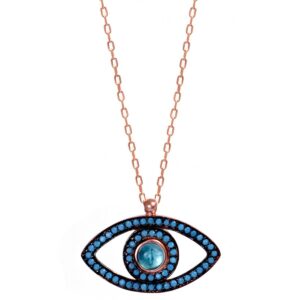 Collar   Ojo turco  Aguamarina  y Turquesa