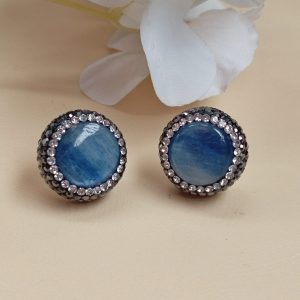 Aretes de cianita natural en plata 925 hechos a mano en Turquía